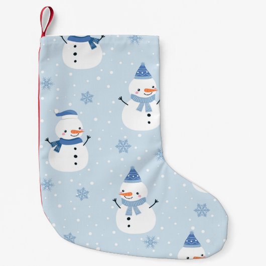 Petite Chaussette De Noël Motif sans couture Snowman, arrière - plan d'hiver (Devant)