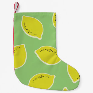 Petite Chaussette De Noël Motif sans soudure à la main avec citrons en jaune
