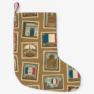 Petite Chaussette De Noël motif sans soudure avec timbres-poste sur le thèm