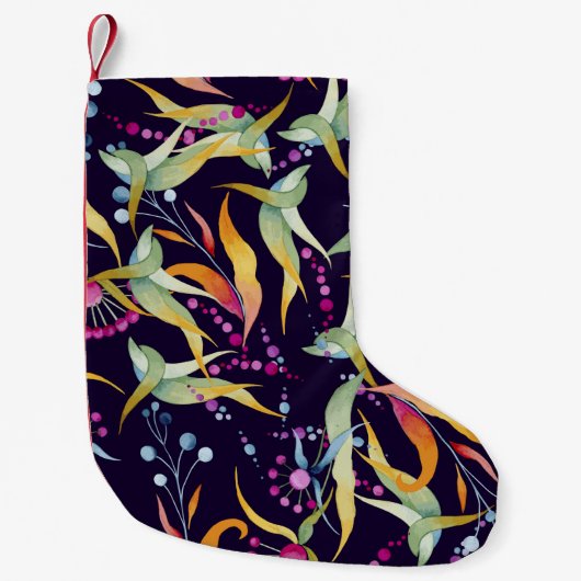 Petite Chaussette De Noël motif sans soudure composée de différents plantes, (Devant)