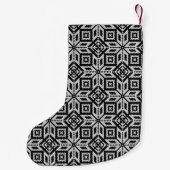 Petite Chaussette De Noël Motif scandinave noir et blanc (Dos)