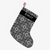 Petite Chaussette De Noël Motif scandinave noir et blanc (Devant (Accrochage))
