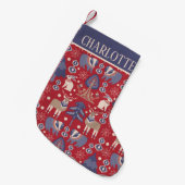 Petite Chaussette De Noël Motif scandinave personnalisé Nordic (Devant (Accrochage))