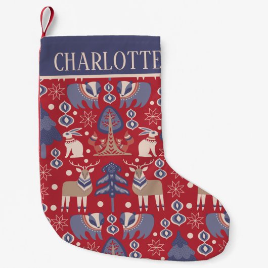 Petite Chaussette De Noël Motif scandinave personnalisé Nordic (Devant)