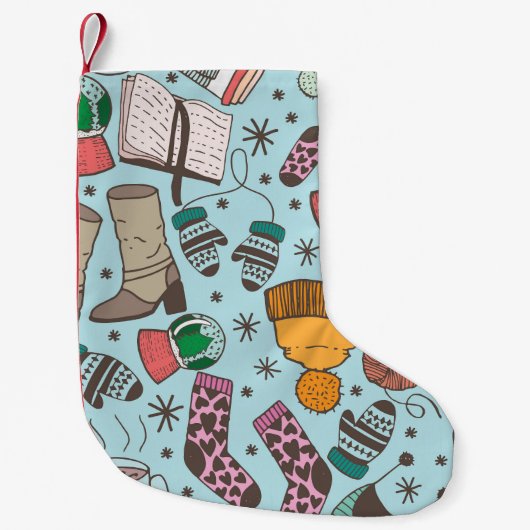 Petite Chaussette De Noël Motif Sketch Doodle de mode hivernale (Devant)