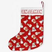 Petite Chaussette De Noël Motif Snowman | Nom d'enfant rouge (Dos)