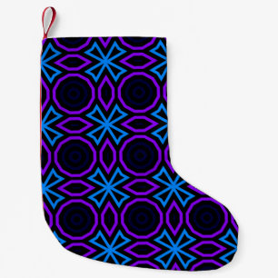 Petite Chaussette De Noël Motif transparent bleu et noir avec géométrie simp