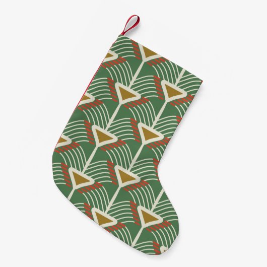 Petite Chaussette De Noël motif transparent vert avec lignes et géométrie sh (Devant (Accrochage))