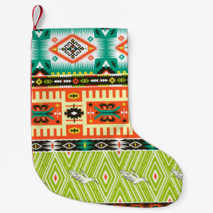 Petite Chaussette De Noël Motif tribal transparent avec éléments géométrique