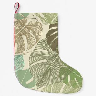 Petite Chaussette De Noël Motif Tropical Monstera Retro à main
