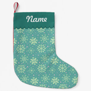 Petite Chaussette De Noël Motif turquoise personnalisé de flocon de neige d