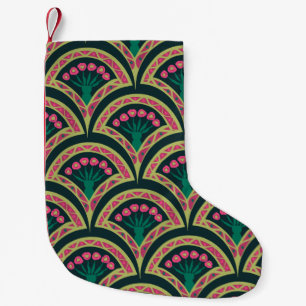 Petite Chaussette De Noël motif vert en forme de coquille
