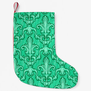 Petite Chaussette De Noël Motif vintage baroque vert sans couture. Illustrat