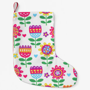 Petite Chaussette De Noël motif vintage coloré transparent avec fl gai