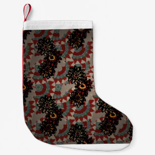 Petite Chaussette De Noël motif vintage fleuri sans couture. Rouge, beige et