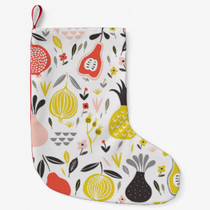 Petite Chaussette De Noël motif vintage sans couture avec fruits, fleurs et