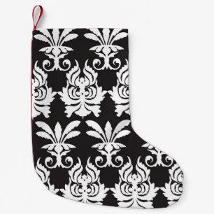 Petite Chaussette De Noël Motifs élégants de ventilateur en Art Déco d'Or.