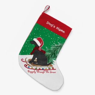 Petite Chaussette De Noël Motoneige personnalisée Black Lab Xmas