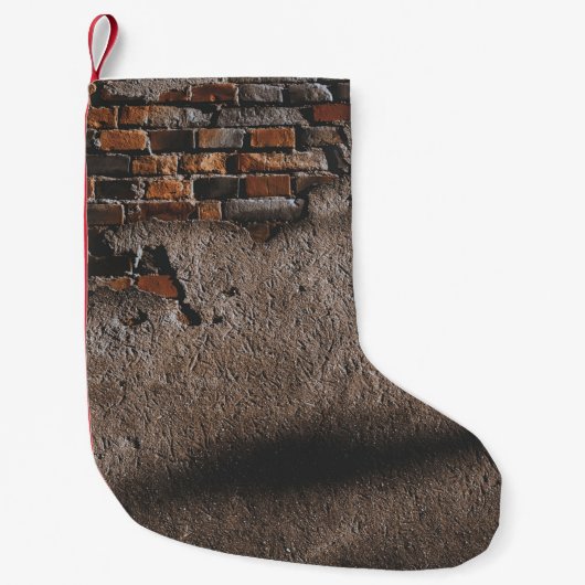 Petite Chaussette De Noël Mur avec briques cassées (Devant)