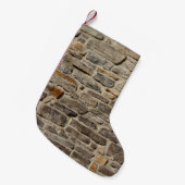 Petite Chaussette De Noël Mur en pierre rustique, décoration texturée (Devant (Accrochage))