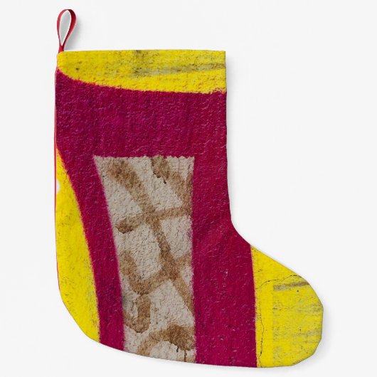 Petite Chaussette De Noël Mur jaune et rose (Devant)