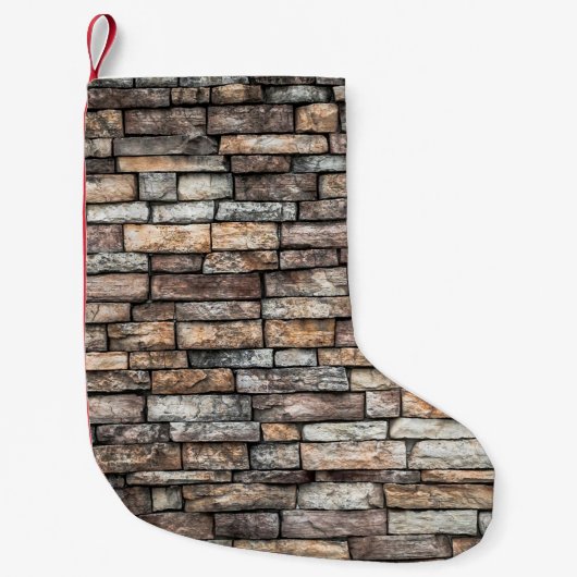 Petite Chaussette De Noël Mur mur de pierre (Devant)