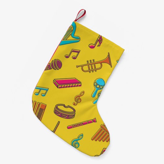 Petite Chaussette De Noël Musical instruments background. musical notes.  (Devant (Accrochage))