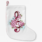 Petite Chaussette De Noël Musical treble clef notes with sakura flowers (Devant)