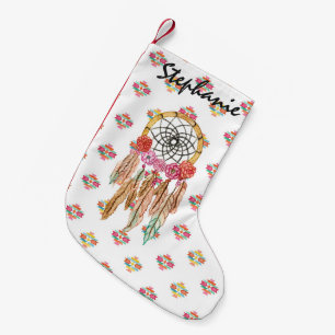 Petite Chaussette De Noël Natif américain aztèque Dreamcatcher d'aquarelle