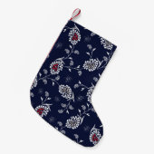 Petite Chaussette De Noël Navy Paisley : Design Motif élégant. (Devant (Accrochage))