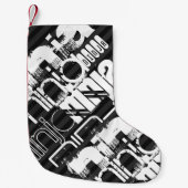 Petite Chaussette De Noël Ninja ; Gris noir et foncé (Devant)