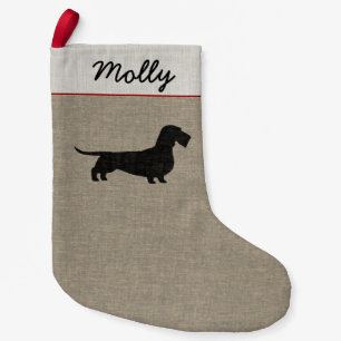 Petite Chaussette De Noël Noël à poils durs de chien de saucisse de