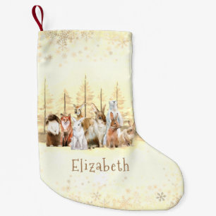 Petite Chaussette De Noël Noël Animaux sauvages Aquarelle Brown Personnalisé