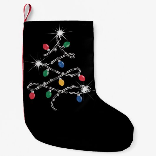 Petite Chaussette De Noël Noël Arbre clair Rhinestone Mega Bling (Devant)