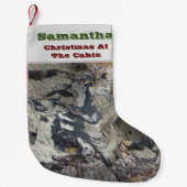 Petite Chaussette De Noël Noël Au Cabine Woodgrain Forest Rustic (Devant)