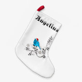 Petite Chaussette De Noël Noël aux oiseaux bleus (Devant (Accrochage))