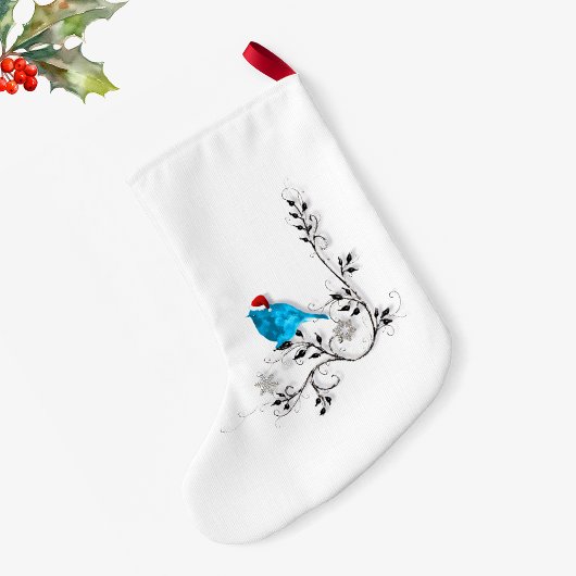 Petite Chaussette De Noël Noël aux oiseaux bleus
