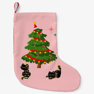 Petite Chaussette De Noël Noël avec des chats noirs