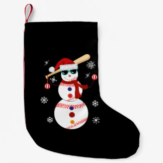 Petite Chaussette De Noël Noël Baseball Snowman Santa Hat Cadeau