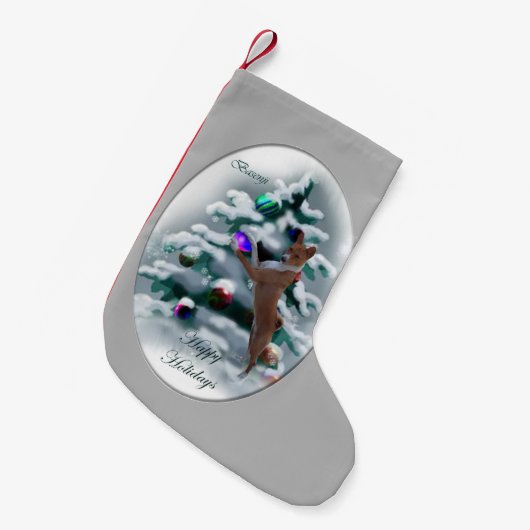 Petite Chaussette De Noël Noël Basenji (Devant (Accrochage))