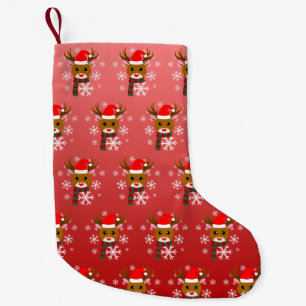 Petite Chaussette De Noël Noël blanc Rudolph le renne à nez rouge