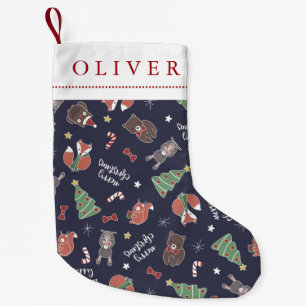 Petite Chaussette De Noël Noël Bois Animaux Nom personnalisé