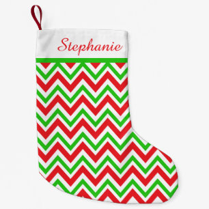 Petite Chaussette De Noël Noël Chevron rouge et vert personnalisé