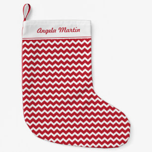 Petite Chaussette De Noël Noël Chevron rouge personnalisé