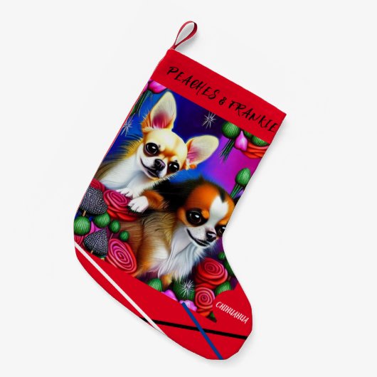 Petite Chaussette De Noël Noël CHIHUAHUA Stocking avec nom. (Devant (Accrochage))