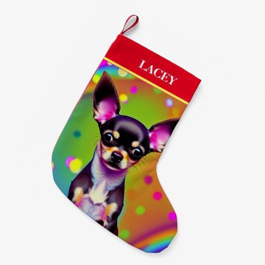 Petite Chaussette De Noël Noël CHIHUAHUA Stocking avec nom. (Devant (Accrochage))