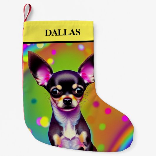 Petite Chaussette De Noël Noël CHIHUAHUA Stocking avec nom. (Devant)