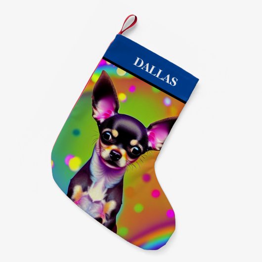 Petite Chaussette De Noël Noël CHIHUAHUA Stocking avec nom. (Devant (Accrochage))