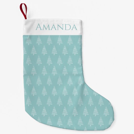 Petite Chaussette De Noël Noël Clair Bleu Vert Et Blanc (Devant)