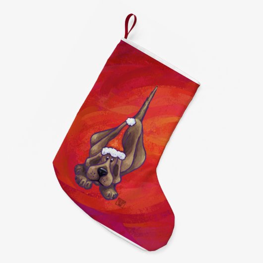 Petite Chaussette De Noël Noel de Chien À La Hache Sur Rouge (Devant (Accrochage))
